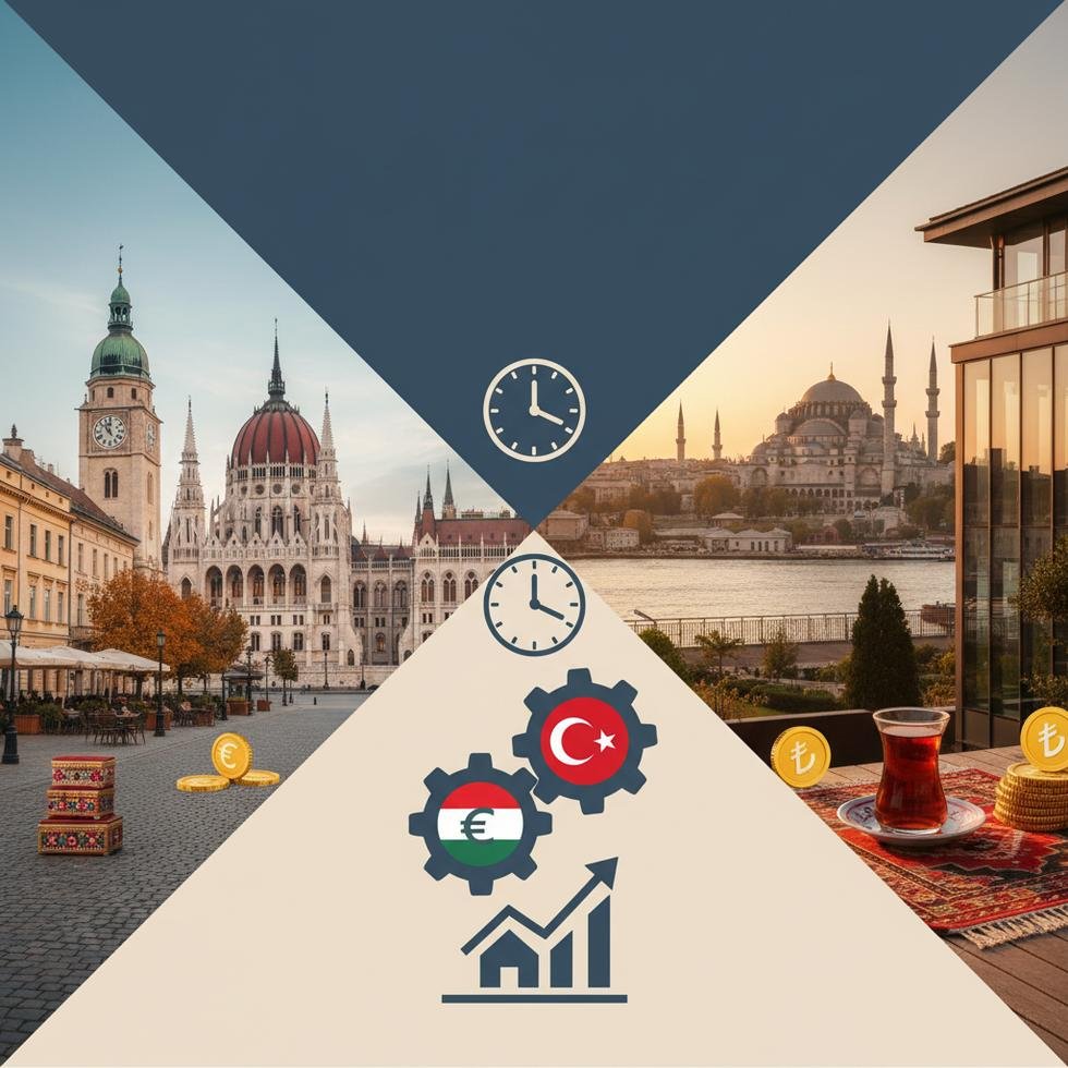 Macaristan ve Türkiye emeklilik sistemlerini anlatan görsel