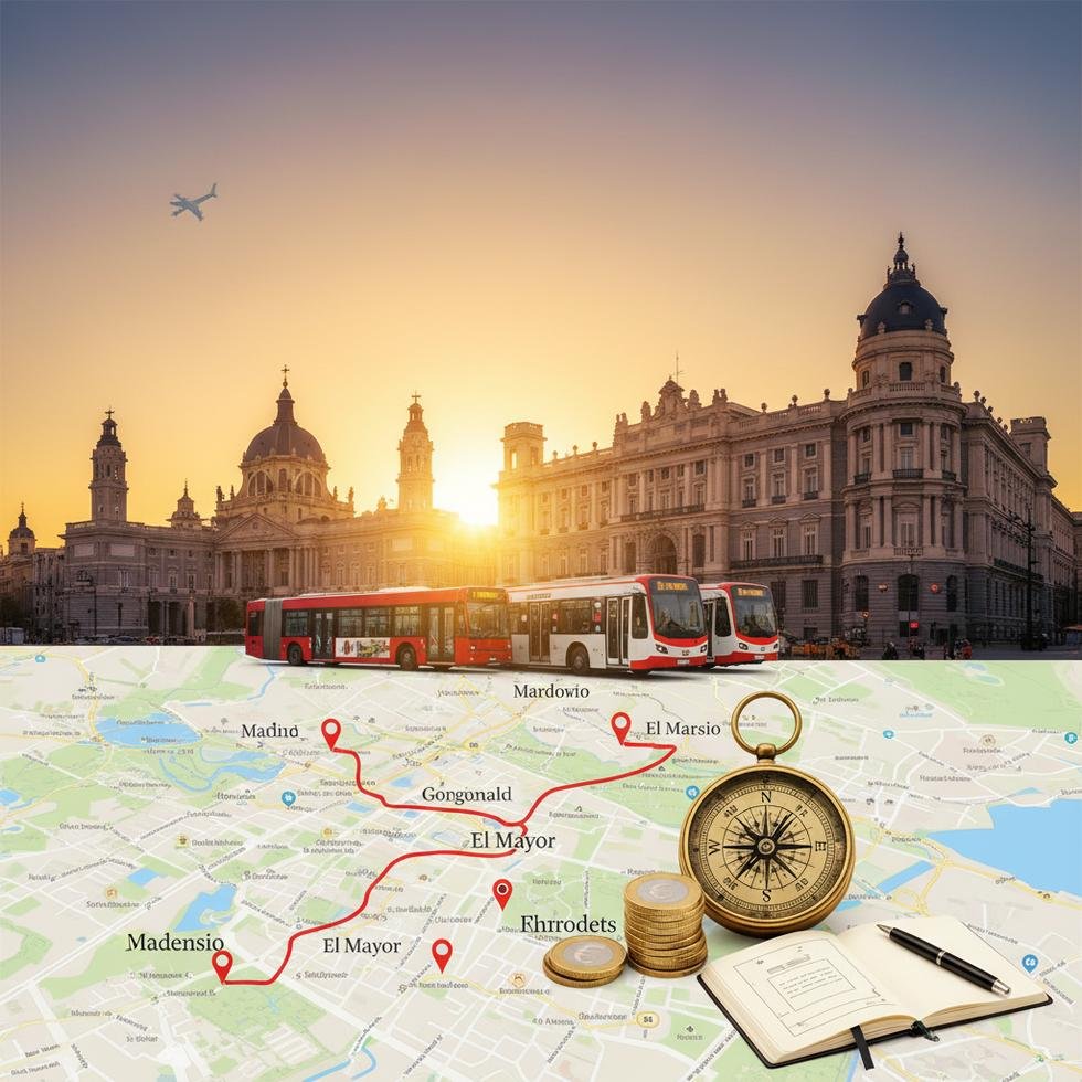 Madrid şehir panoraması ve simgeleri