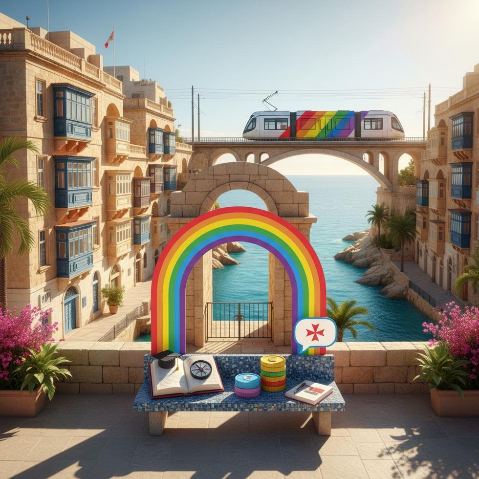 Malta’da LGBTQ+ öğrenci yaşamını yansıtan kapsayıcı bir şehir manzarası
