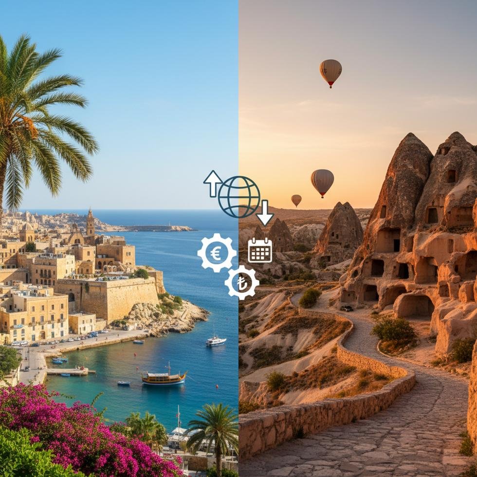 Malta ve Türkiye emeklilik sistemi hakkında bilgilendirici grafik