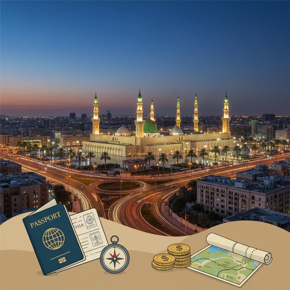 Medine şehir görünümü ve Mescid-i Nebevi çevresi