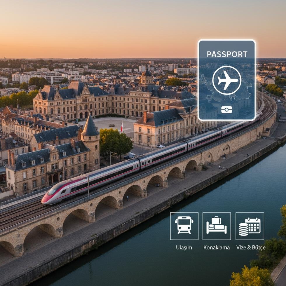 Metz şehrinden Cathédrale Saint-Étienne ve şehir manzarası