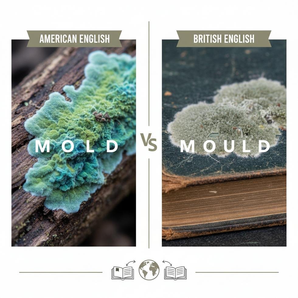 Mold ve Mould yazım farklarını gösteren İngilizce metinler