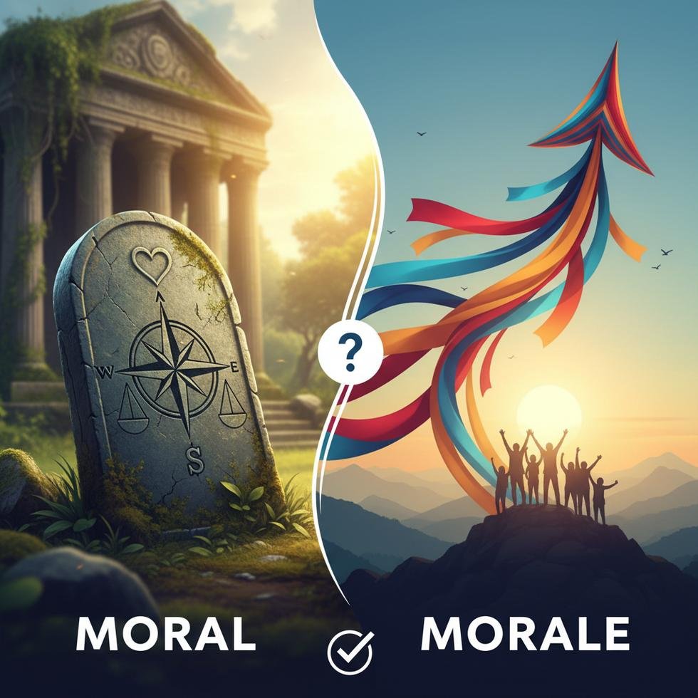 Moral ve morale kelimelerinin anlam farkı ve kullanımı üzerine açıklayıcı bir tablo