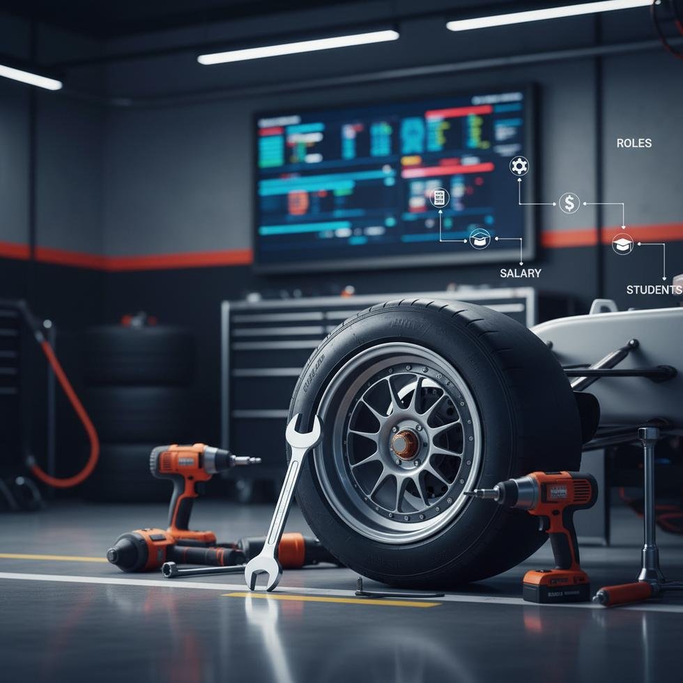 Motorsport pit crew destek işlerinde görev alan part-time çalışanlar
