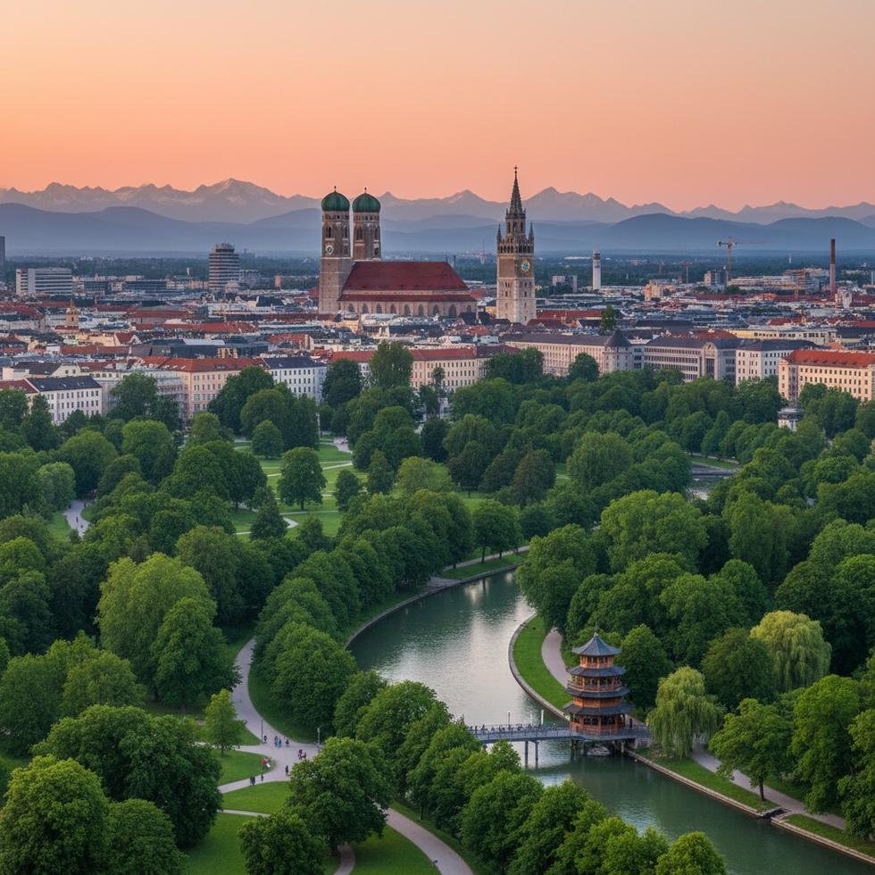 Münih şehir merkezi ve Marienplatz manzarası