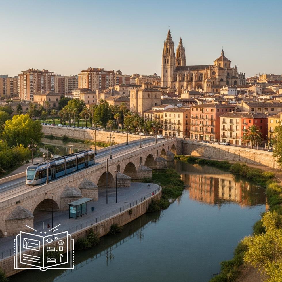 Murcia şehri panoramik görünümü ve tarihi binalar