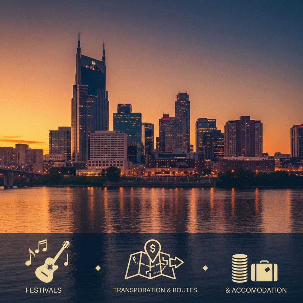 Nashville sokakları, müzik salonları ve şehir merkezi