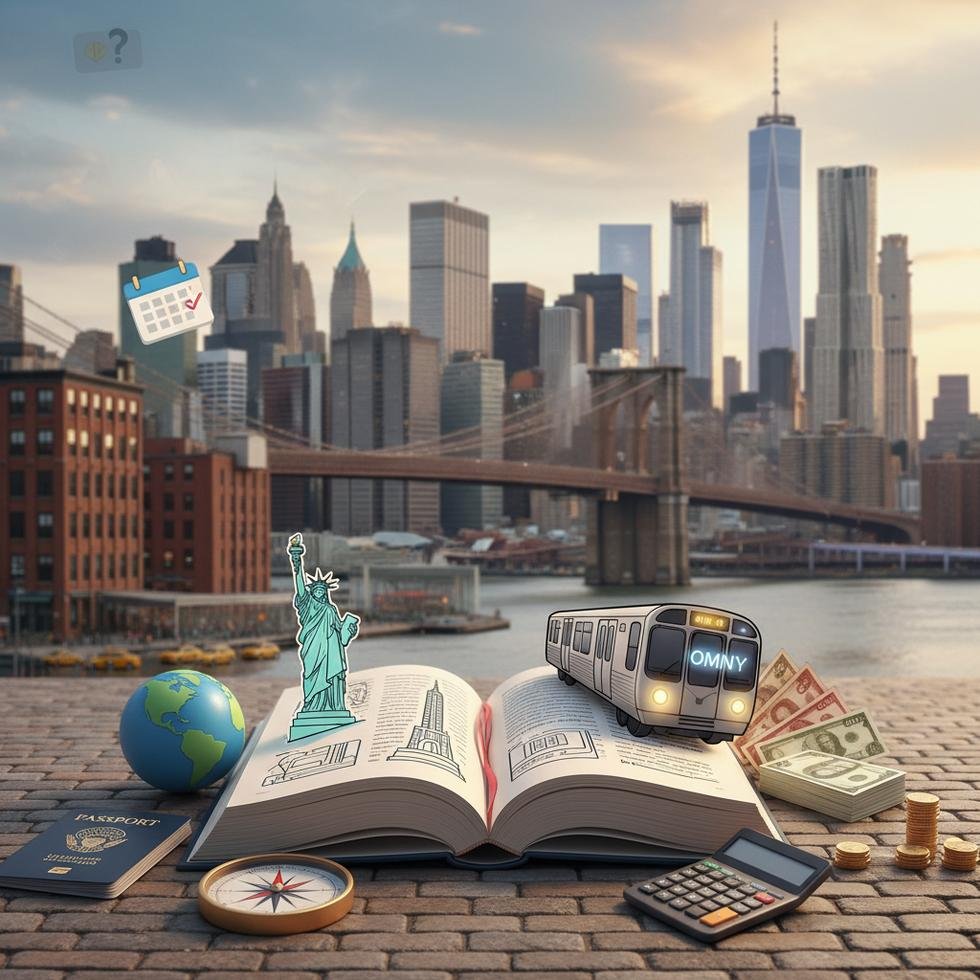 New York sokaklarında yürüyen turistler ve sarı taksiler