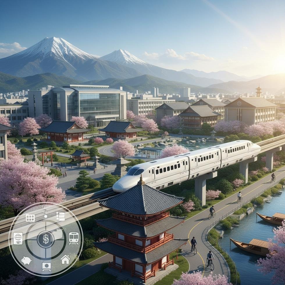 Niigata şehri ve öğrenci yaşamını temsil eden görsel