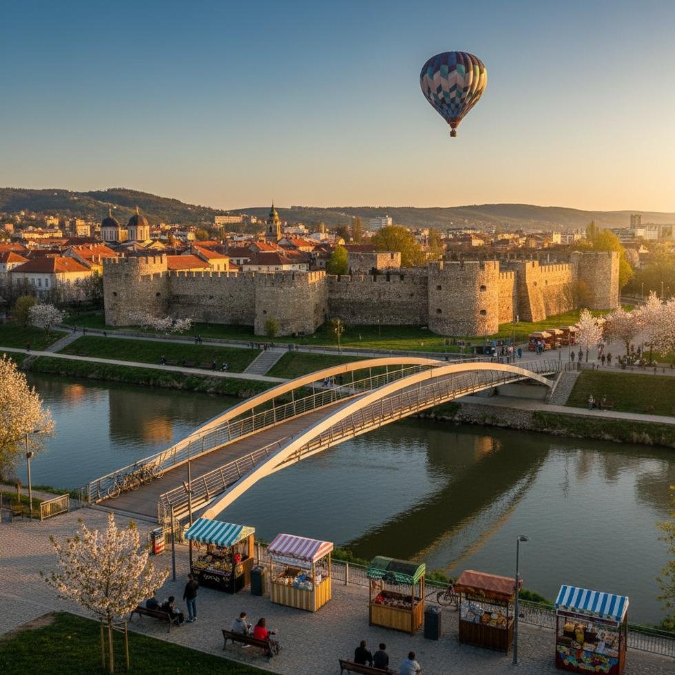 Niš şehrinin tarihi ve doğal güzelliklerini gösteren bir görüntü