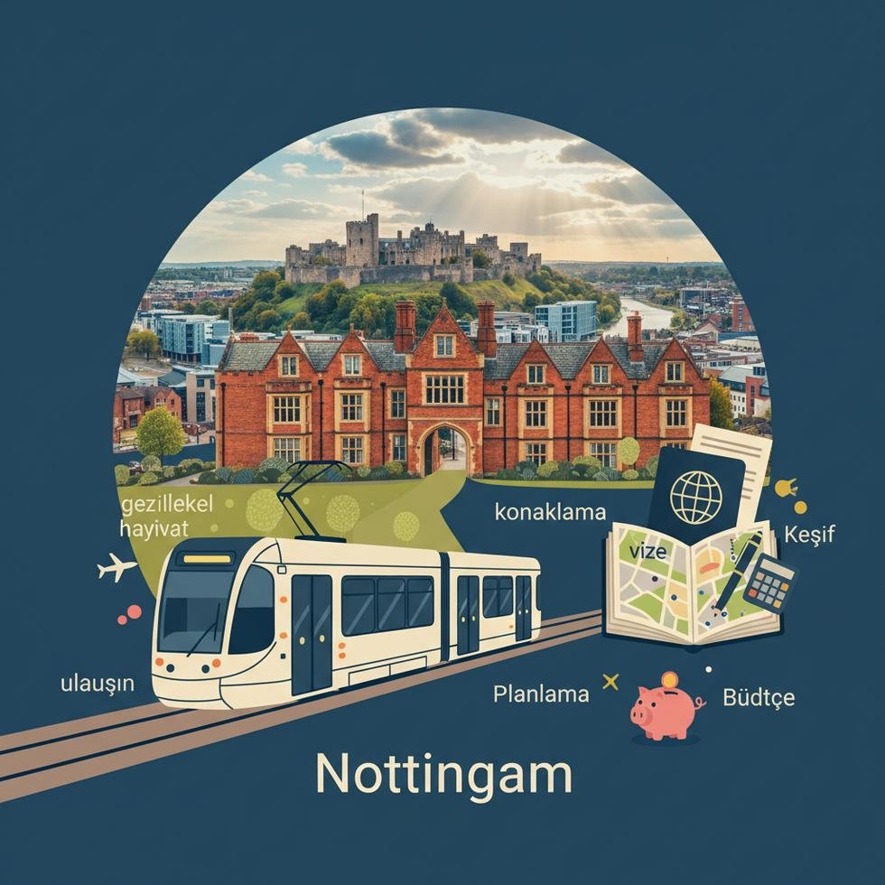 Nottingham şehir manzarası ve öğrenci atmosferi