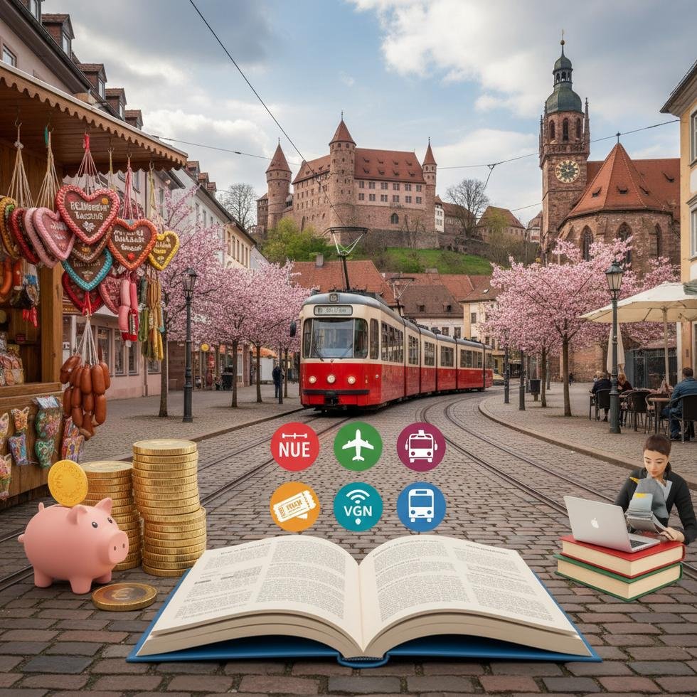 Nürnberg şehir merkezi ve kale manzarası