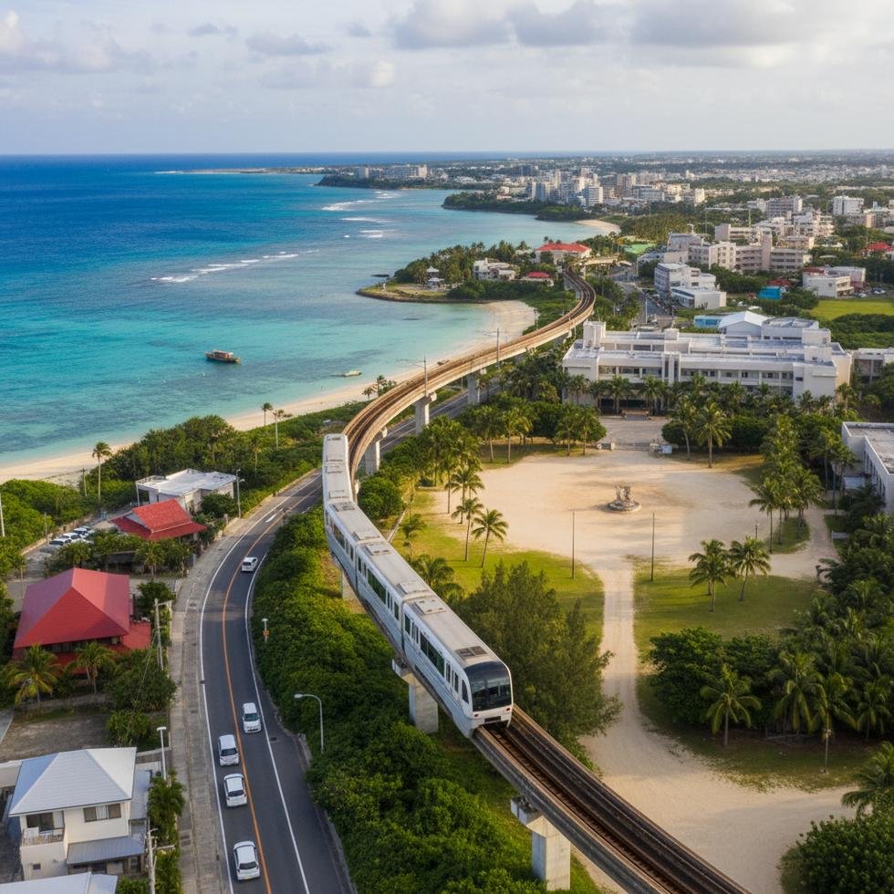 Okinawa Adası doğal ve şehir manzarası