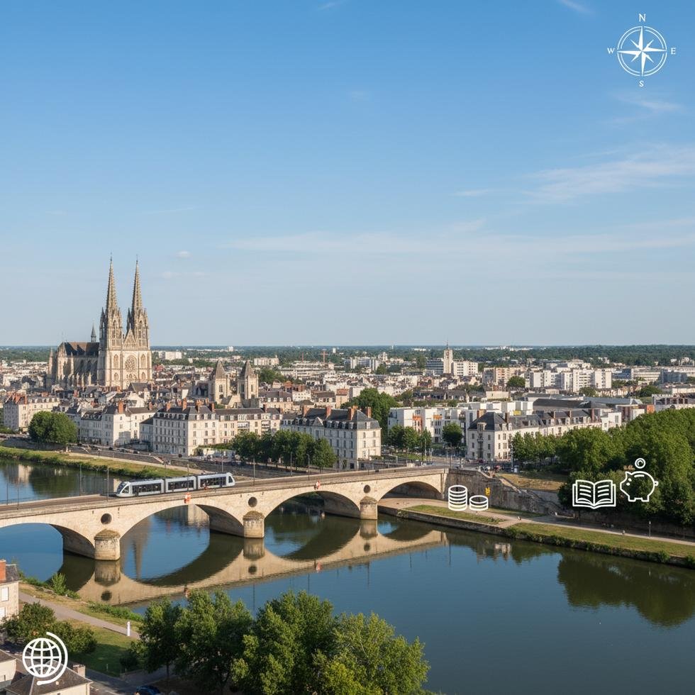 Orléans şehri ve Loire Nehri manzarası