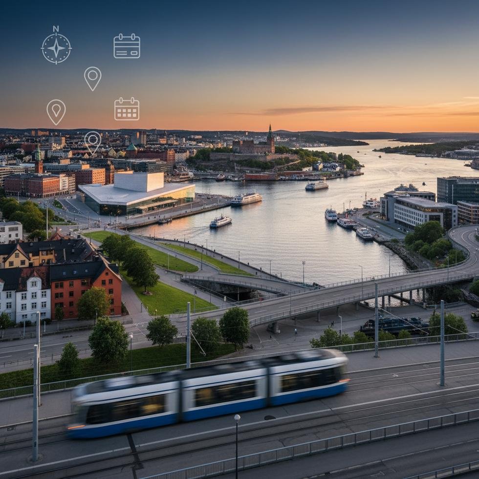 Oslo şehir manzarası ve mimari detaylar