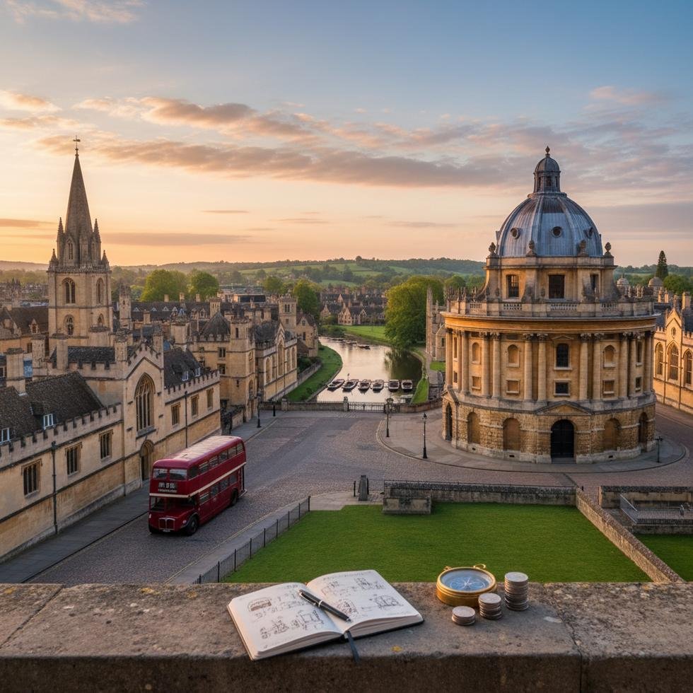 Oxford şehir merkezinde yürüyen ziyaretçiler