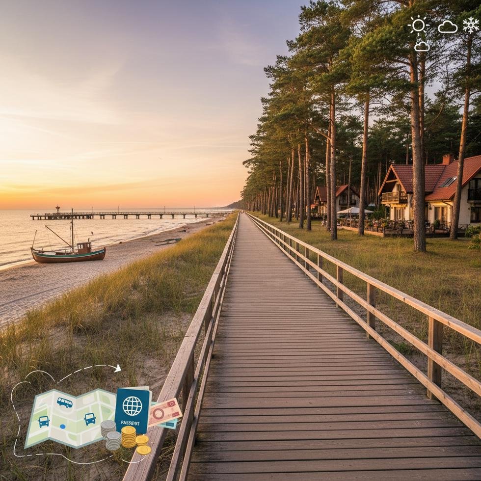 Palanga şehrinde sahil ve iskele manzarası