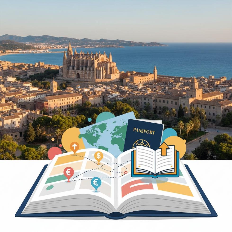 Palma de Mallorca şehir manzarası ve deniz kıyısı