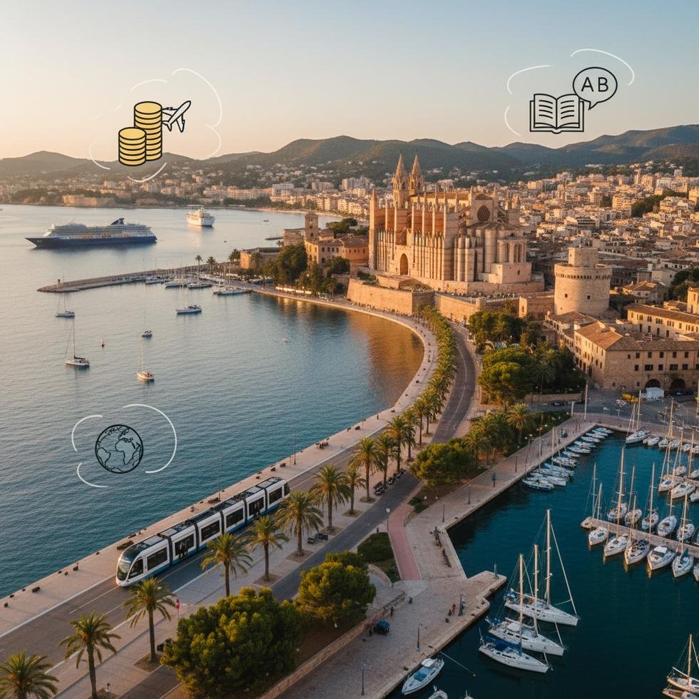 Palma de Mallorca şehir manzarası ve katedrali