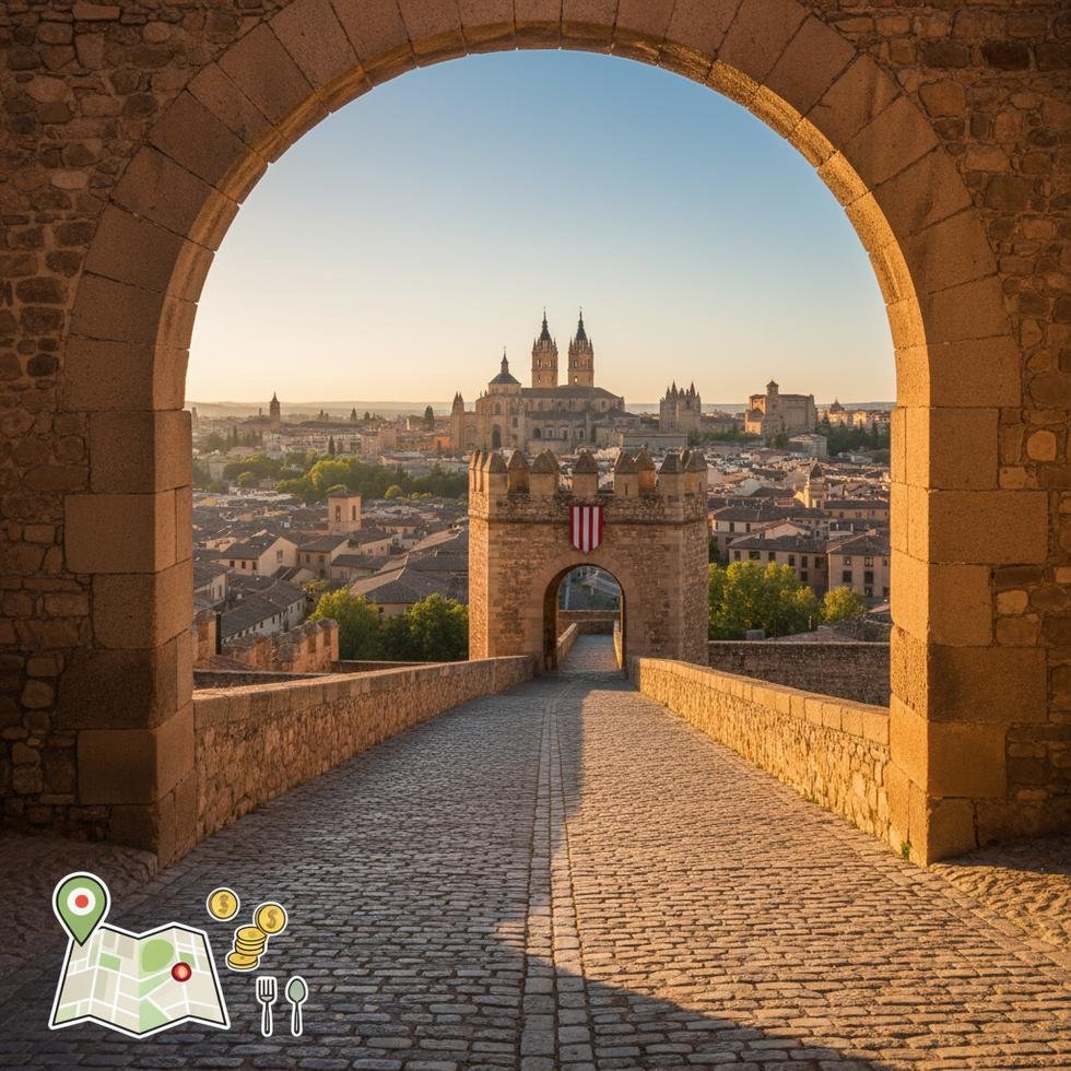 Pamplona şehrinde tarihî kale ve yeşil parklar