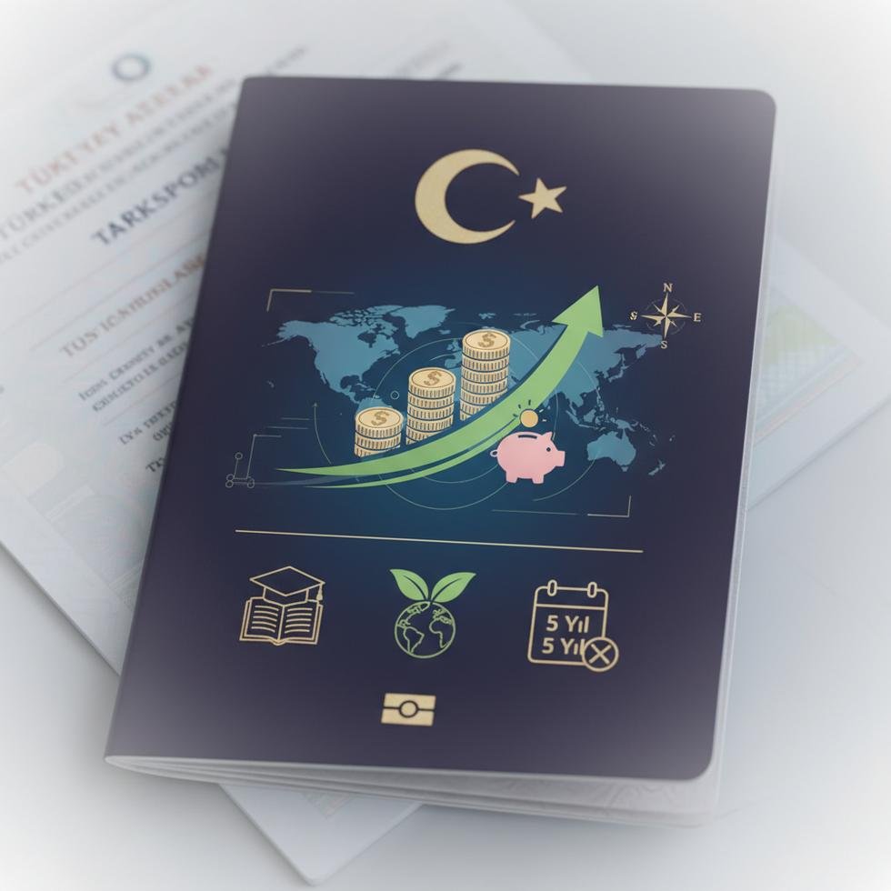 Pasaport başvurusu ve harç tasarrufu hakkında bilgi veren belge ve pasaport görüntüsü