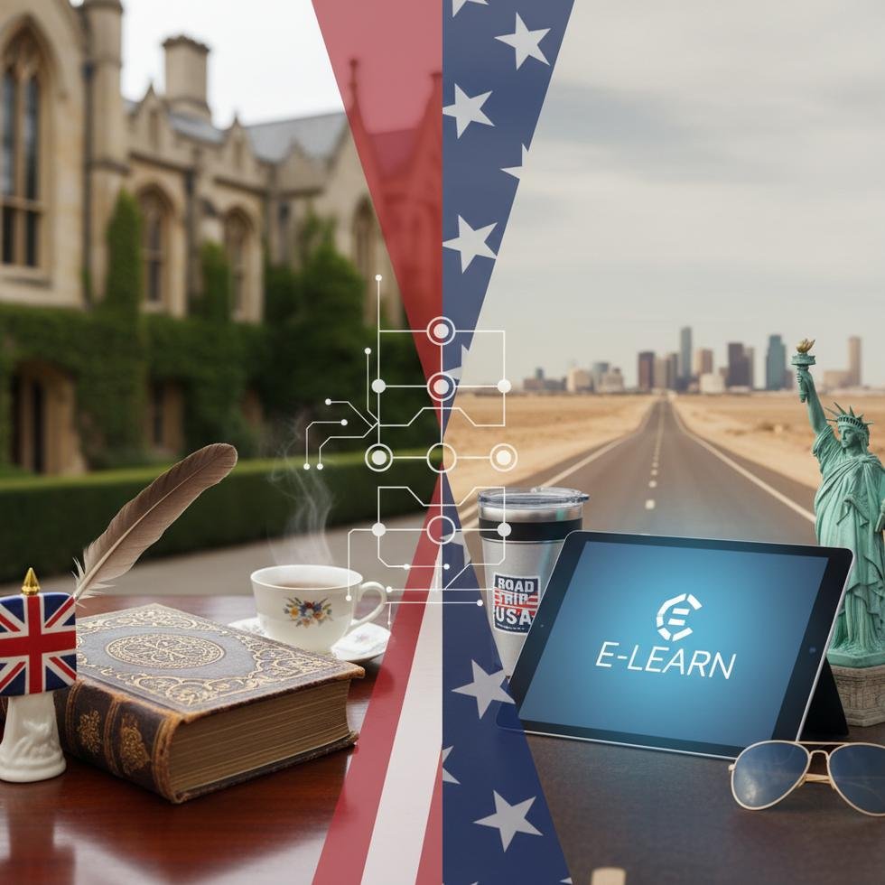 Britanya ve Amerikan İngilizcesinde past participle farklarını gösteren eğitim görseli