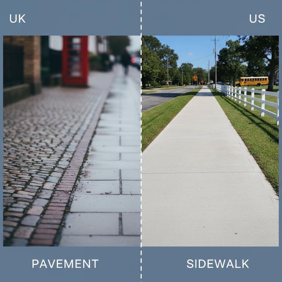 İngilizce pavement ve sidewalk kelimelerinin kullanımı farkları