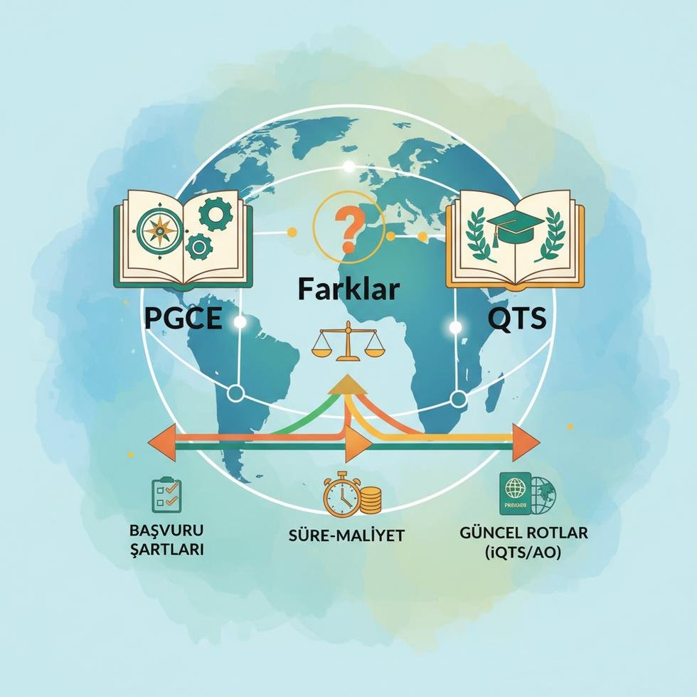 PGCE ve QTS sertifikalarının karşılaştırıldığı tablo