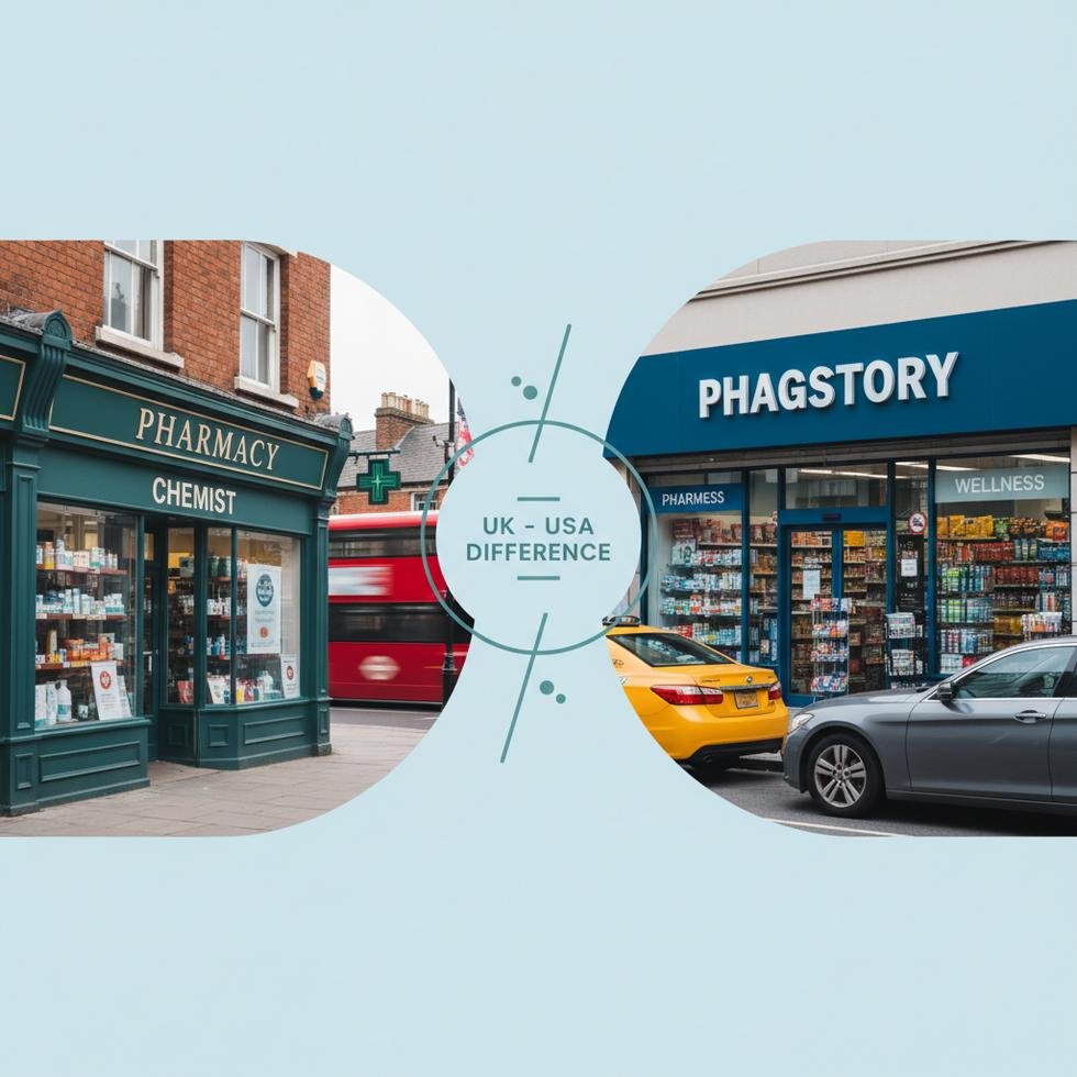 İngiltere'de pharmacy ve ABD'de drugstore farkını gösteren eczane görüntüsü
