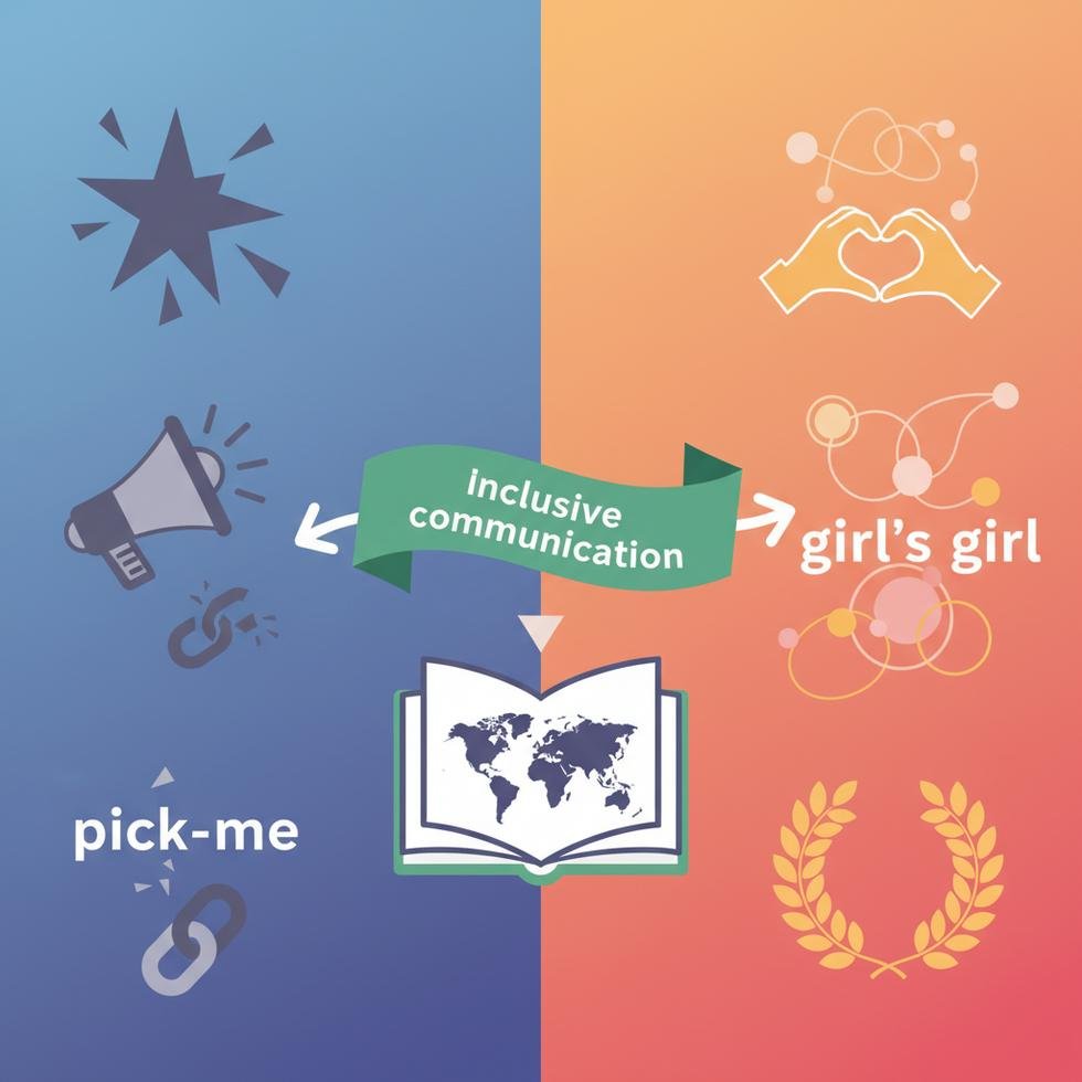 Pick-me girl ve girl’s girl kavramlarını anlatan kapsayıcı iletişim rehberi görseli