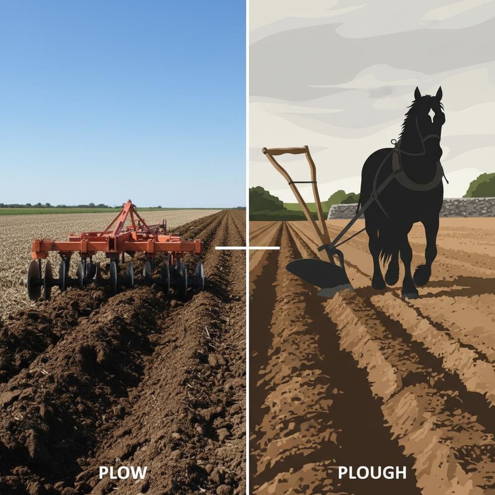 Plow ve plough yazım farkını gösteren görsel