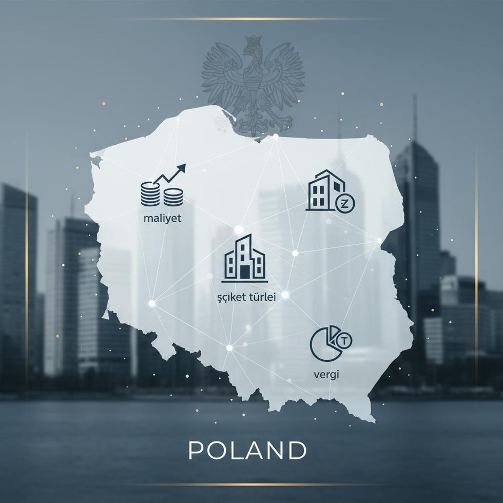 Polonya’da şirket kurulum belgeleri ve harita üzerinde işaretlenmiş Varşova