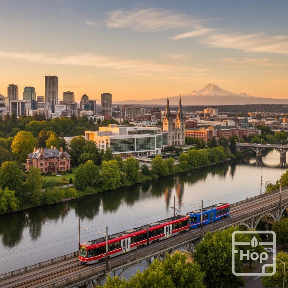 Portland şehir merkezi ve bisiklet yolları