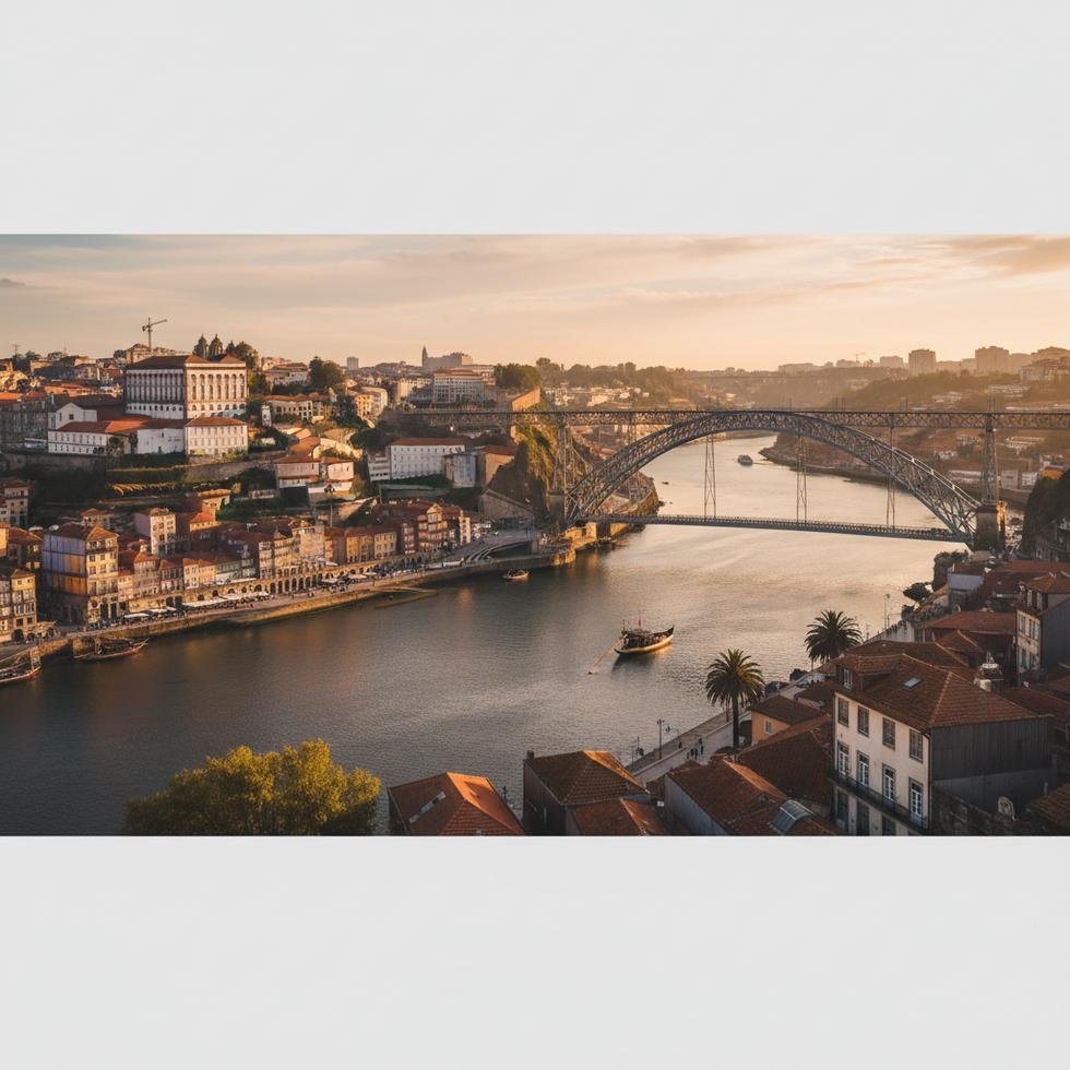 Porto şehir manzarası, Douro Nehri ve köprüler