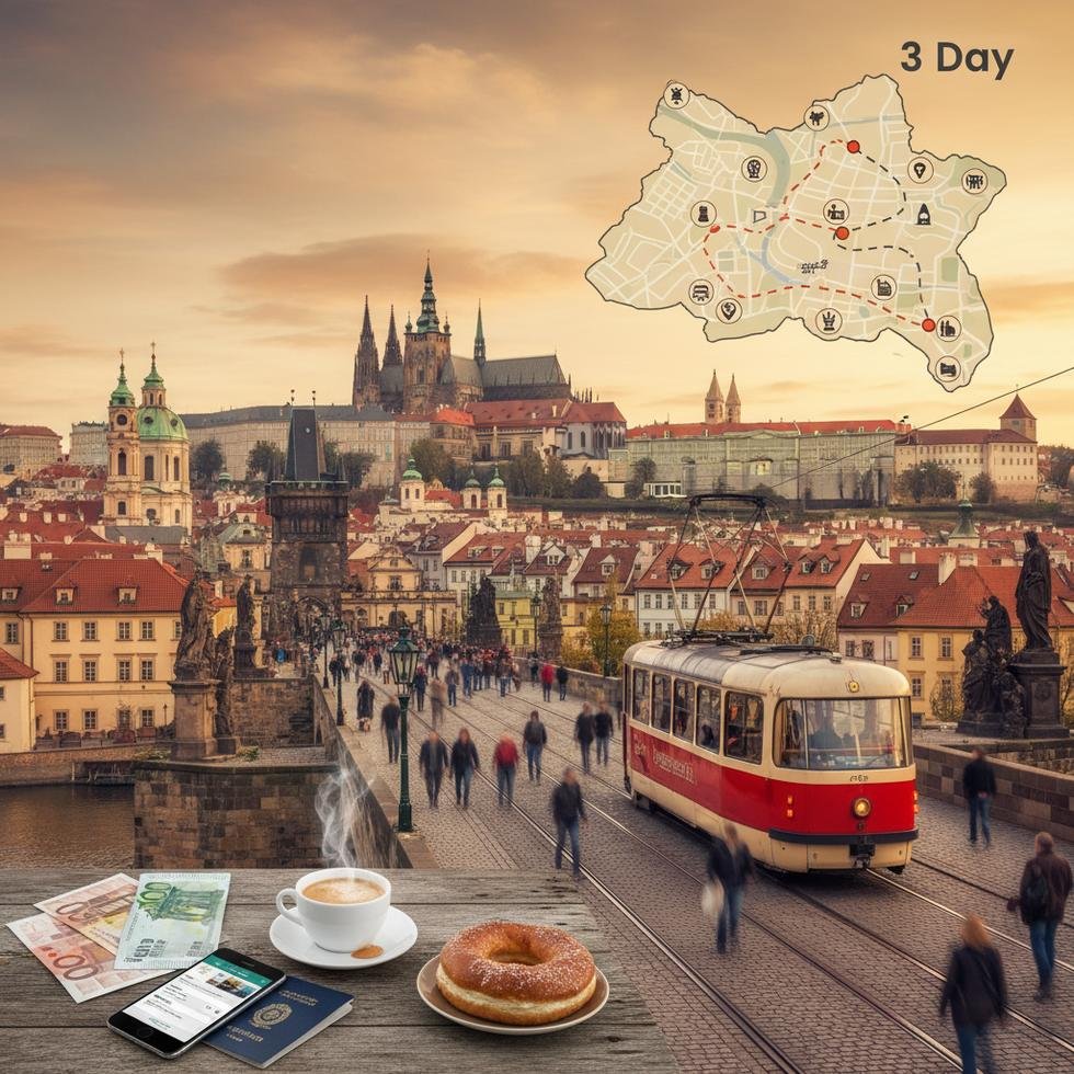 Prag şehrinden manzara ve turistik noktalar