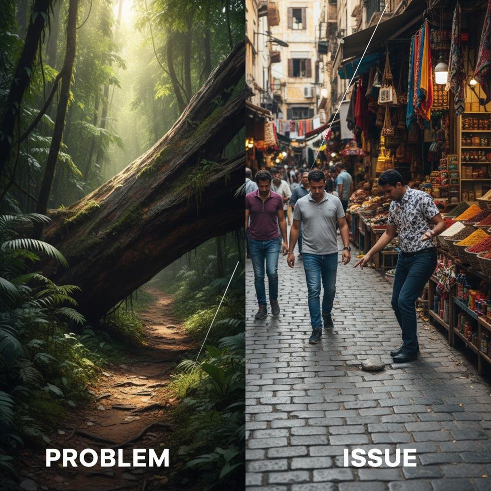 Problem ve Issue terimlerinin doğru kullanımı ve farkları anlatan görsel