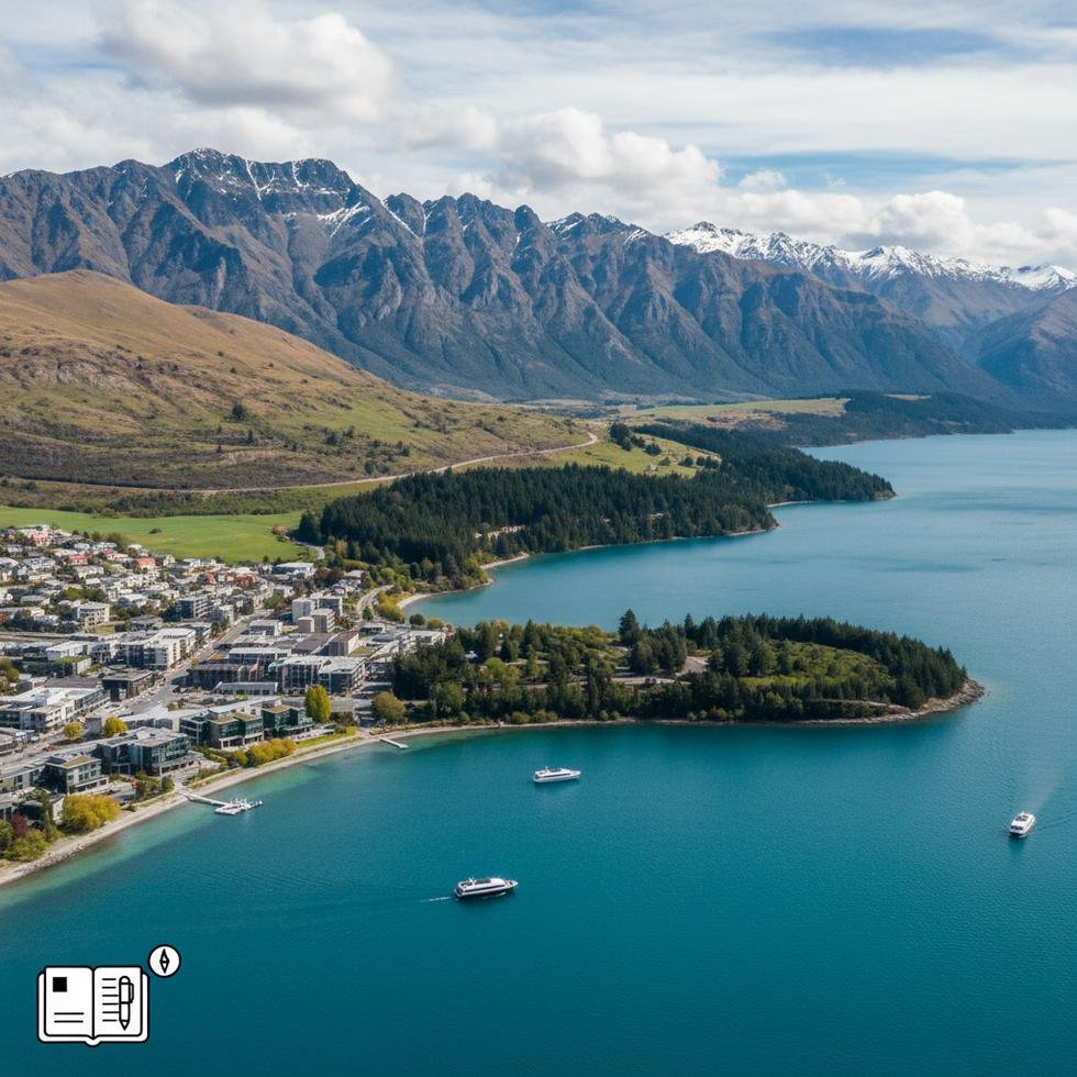Queenstown'da dil okulu ve yaşam rehberi için doğal manzara