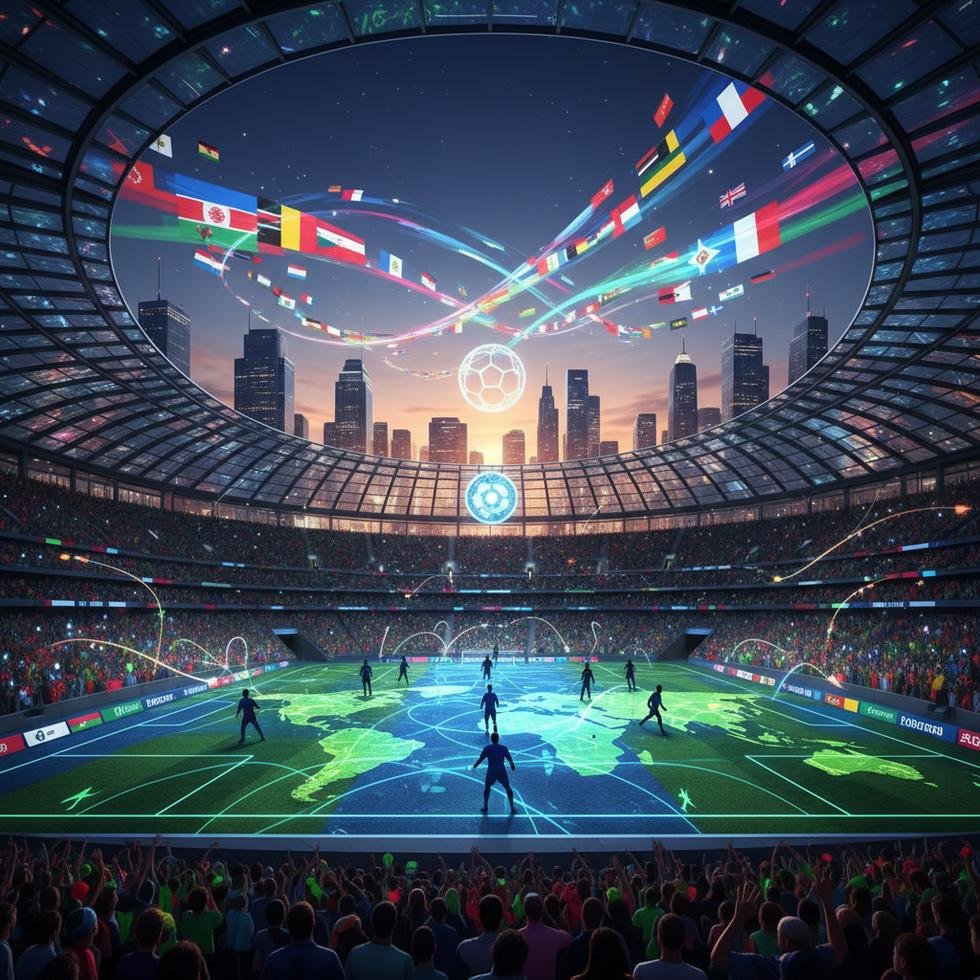 Diverse football players in stadium representing immigration and sports unity