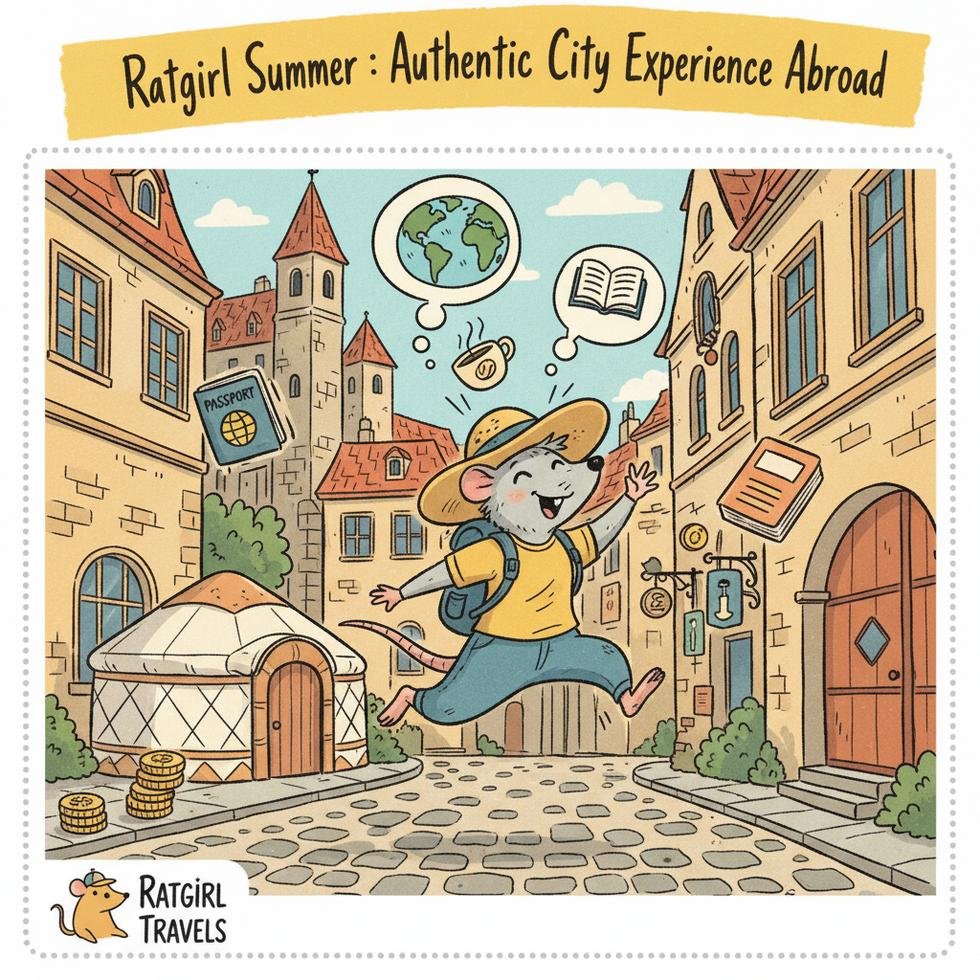 Ratgirl Summer konsepti ile yurt dışında şehirde yürüyüş ve dil öğrenen öğrenci