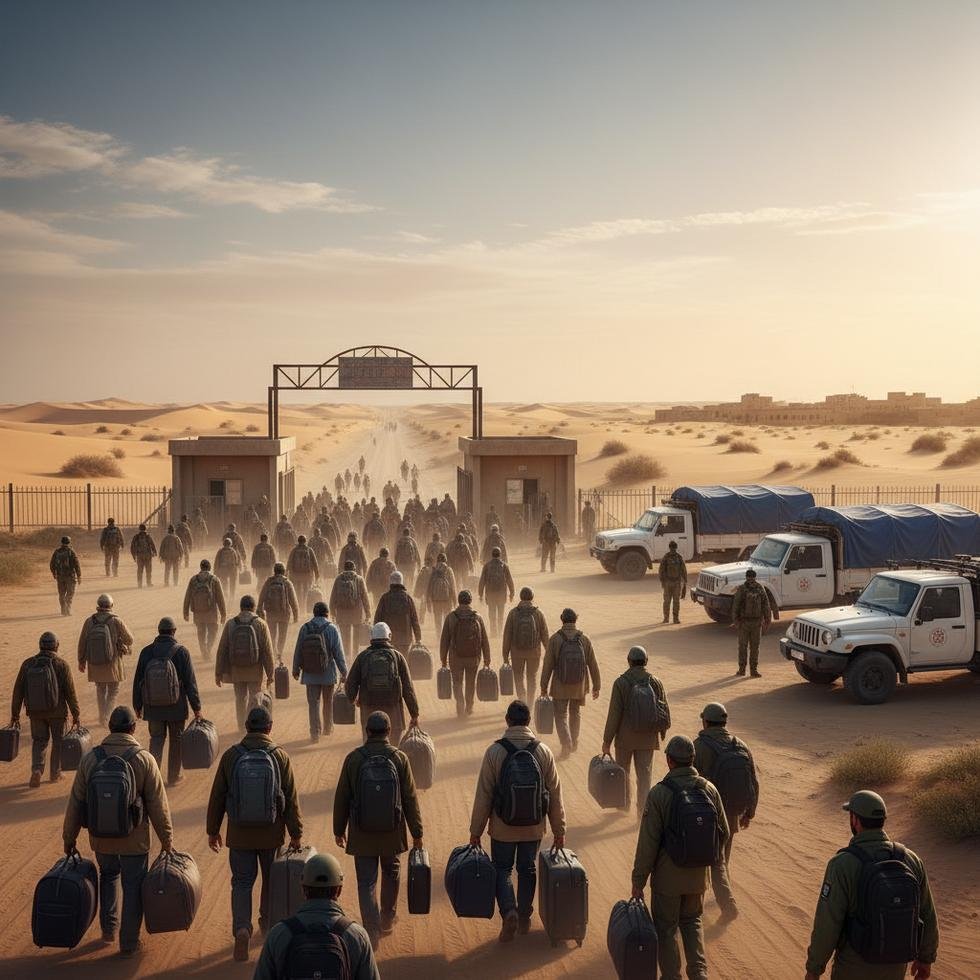 Refah sınır kapısından yaya geçiş yapan Filistinliler