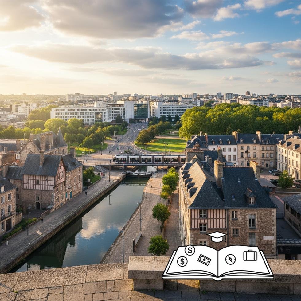 Rennes şehir merkezi ve tarihi binalar genel görünüm