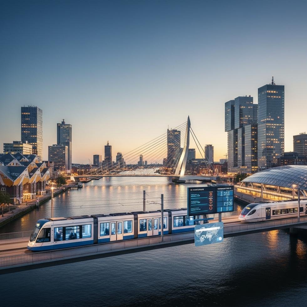 Rotterdam şehrinden panoramik bir görünüm ve ikonik mimari yapılar