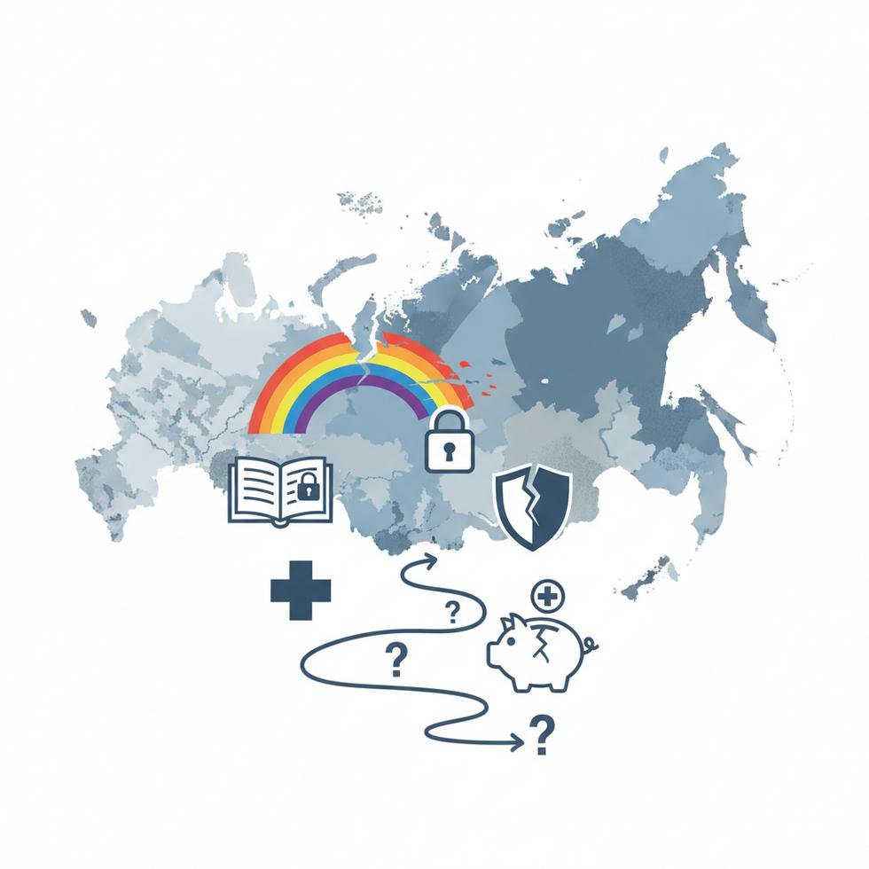 Rusya’da LGBTQ+ yaşam ve eğitim ile ilgili grafik ilustrasyonu