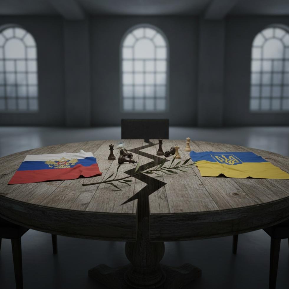 Rusya ve Ukrayna bayrakları ile barış görüşmeleri