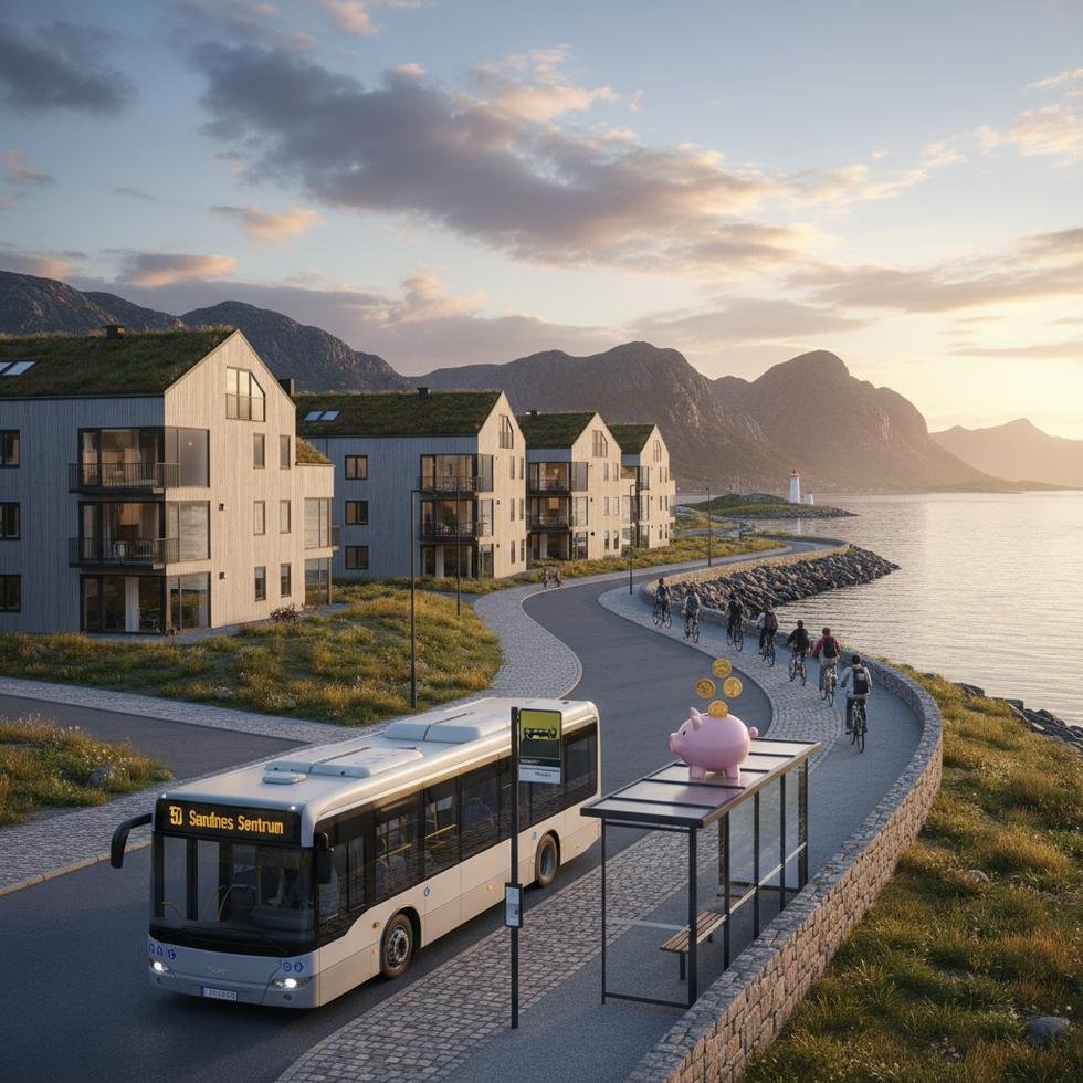 Sandnes şehrinde doğal ve kentsel yaşam görüntüsü