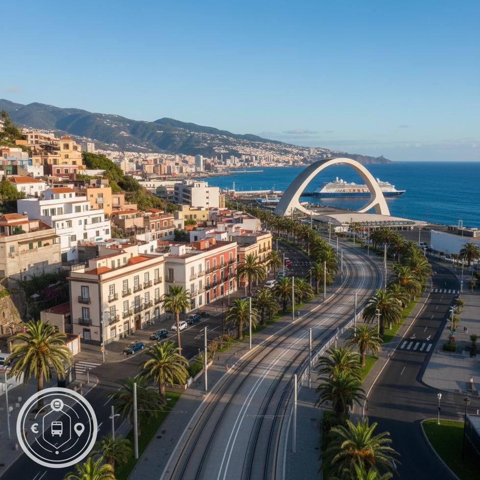 Santa Cruz de Tenerife şehir manzarası ve sahil bölgesi