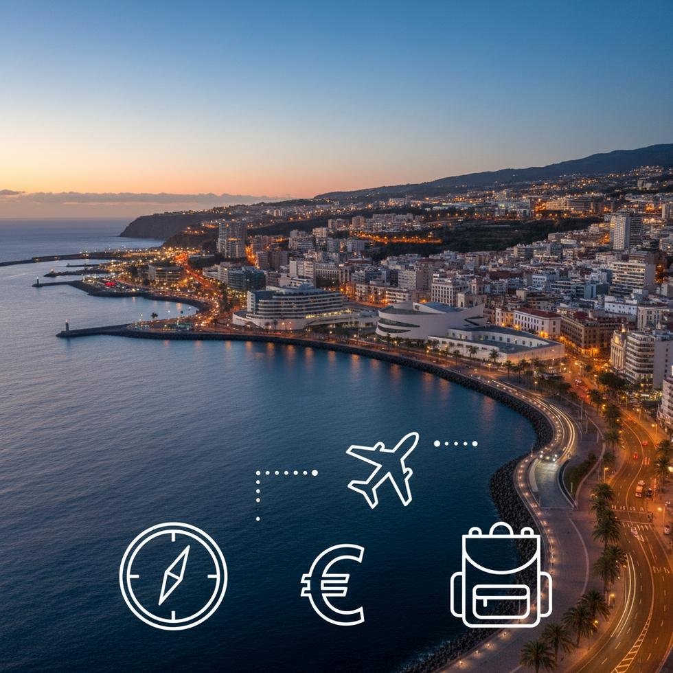 Santa Cruz de Tenerife şehir manzarası ve limanı