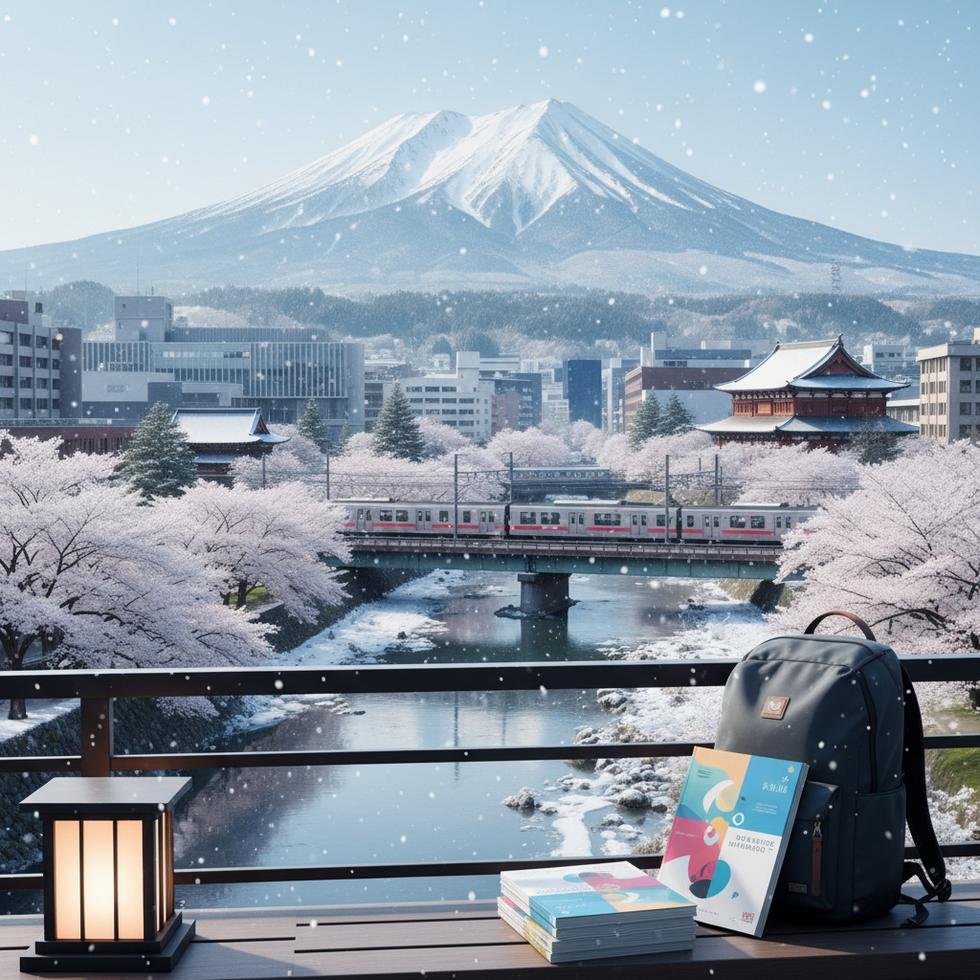 Sapporo şehrinde öğrenci yaşamını temsil eden şehir manzarası