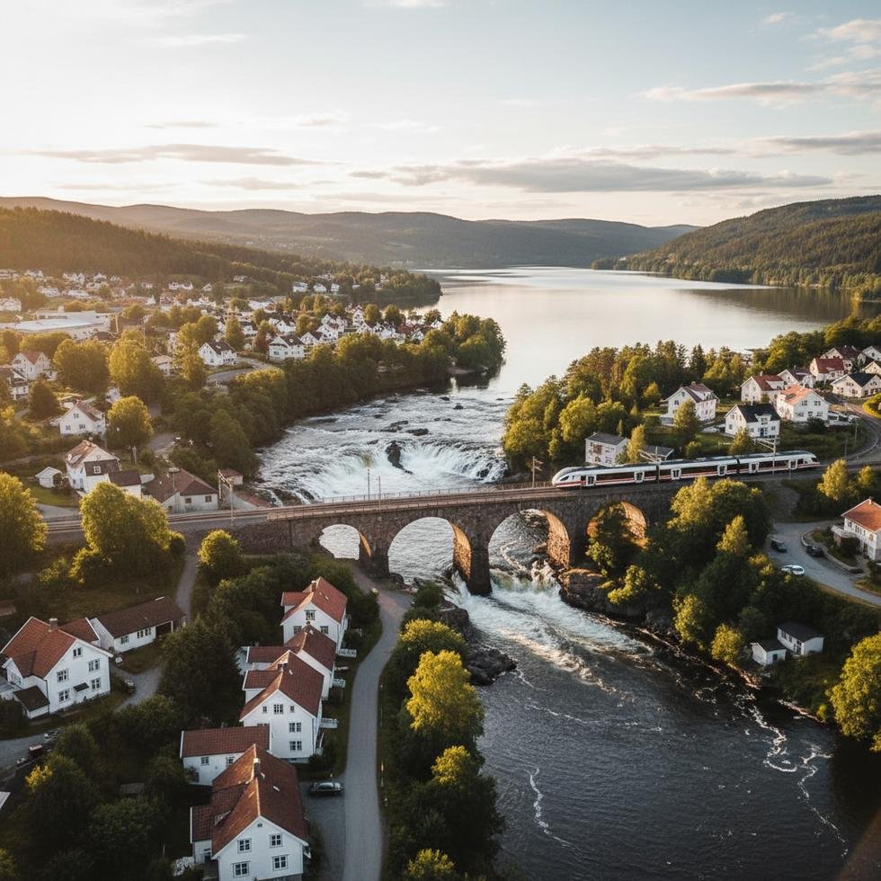 Sarpsborg şehir manzarası ve doğa görüntüsü